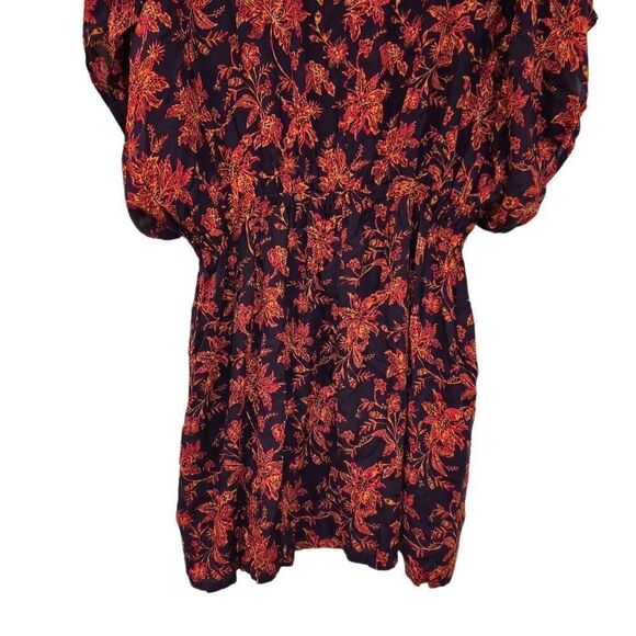 Lands' End Women's Purple/Navy/Red Modal Floral V-Neck Drawstring Swim Cover Up - Picture 9 of 15
